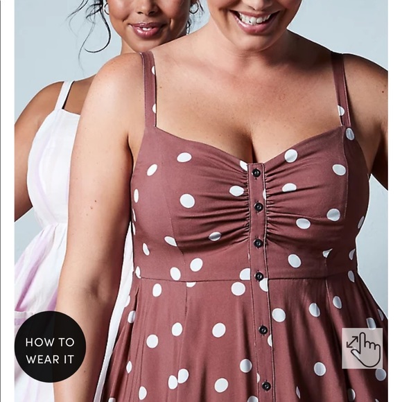 Torrid Walnut polka dot challis midi dress. Size 2. - Picture 12 of 14